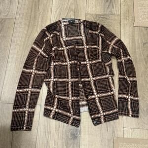 Talbots Pure Merino Wool Women's Sweater Brown and Black Patterned